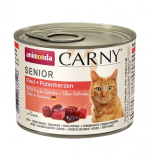 ANIMONDA Carny Senior Beef and turkey hearts - mokré krmivo pro kočky - 200g
