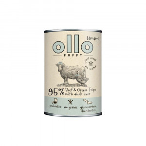 OLLO Puppy Umami Hovězí a Zelené Dršťky s Kachními Játry - mokré krmivo pro psy - 400g