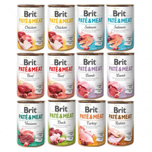 BRIT Paté & Meat Mix příchutě - mokré krmivo pro psy - 12x400g