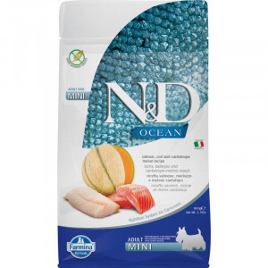 FARMINA N&D Ocean Dog Salmon, Cod, Cantaloupe, Melon Adult Mini - suché krmivo pro psy - 800 g