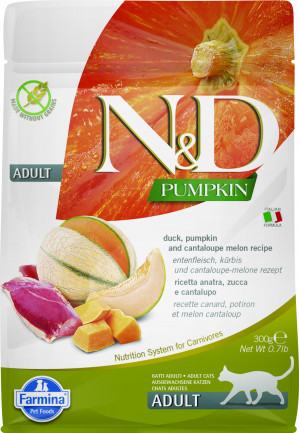 FARMINA N&D Pumpkin Cat Duck and Cantaloupe Melon Adult - suché krmivo pro kočky - 300 g 