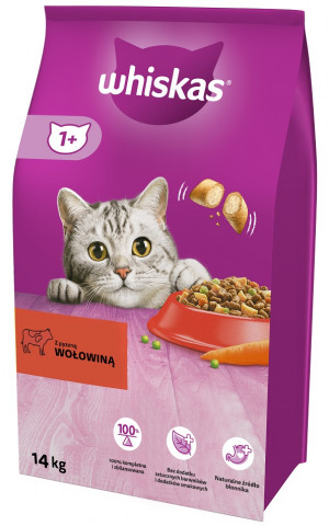 WHISKAS Adult Beef - suché krmivo pro kočky - 14 kg 