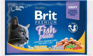 BRIT Premium Cat Fish Plate - mokré krmivo pro kočky - 4x100g 