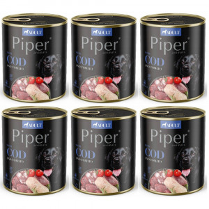DOLINA NOTECI Piper Animals s treskou a rajčaty - mokré krmivo pro psy - 6x800g