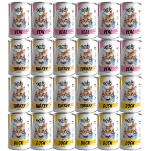 Tuf Tuf Mielonka Mix 3 příchutě - vlhké krmivo pro kočky - 24x400g