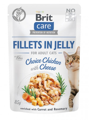 BRIT Care Fillets in Jelly chicken and cheese - vlhké krmivo pro kočky - 85 g