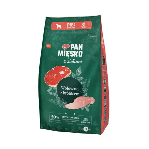 PAN MIĘSKO with Herbs Beef with rabbit M - suché krmivo pro psy - 9kg