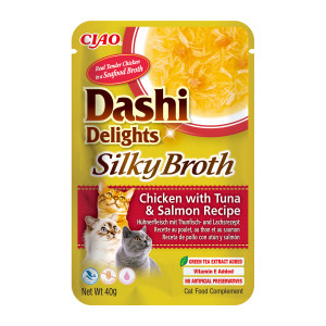 INABA CAT Dashi Delights Silky Broth Kuře s tuňákem a lososem - pochoutka pro kočky - 40g