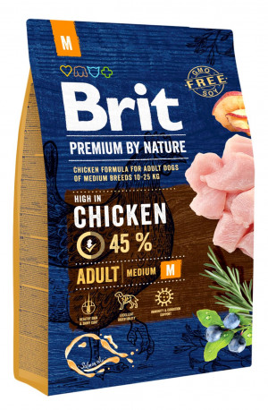 BRIT Premium by Nature Adult M - suché krmivo pro psy Kuřecí maso - 8 kg