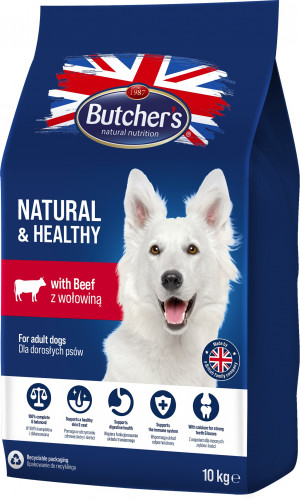 BUTCHER'S Natural&Healthy with beef - suché krmivo pro psy - 10 kg