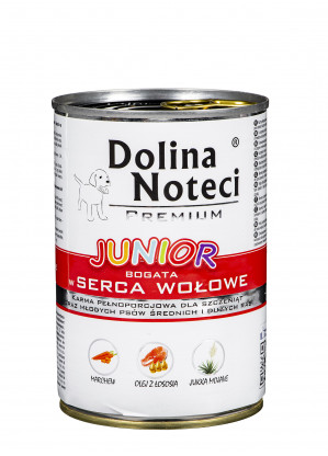 DOLINA NOTECI Premium Junior Rich in beef hearts - Mokré krmivo pro psy - 400 g