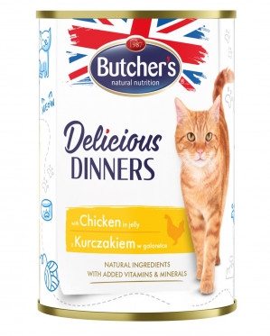 BUTCHER'S Delicious Dinners Chicken Jellied Pieces - vlhké krmivo pro kočky - 400g
