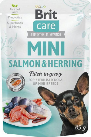 BRIT Care Mini Salmon&Herring Sterilised - Mokré krmivo pro psy - 85 g