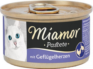 MIAMOR Pastete Poultry hearts - mokré krmivo pro kočky - 85g