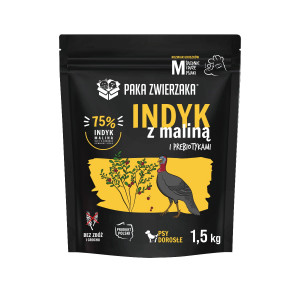 PAKA ZWIERZAKA Turkey with raspberry M - suché krmivo pro psy - 1,5kg