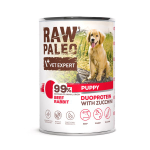 RAW PALEO Duoprotein Beef & Rabbit Puppy - vlhké krmivo pro psy - 400g