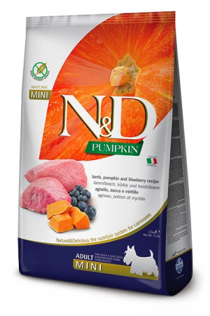 FARMINA N&D Pumpkin Jehněčí & Borůvky Adult Mini – suché krmivo pro psy – 2,5 kg