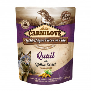 CARNILOVE Dog Pouch Quail & Yellow carrot - vlhké krmivo pro psy - 300g