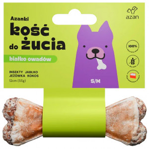 AZANKI Kost s hmyzem a kokosem S/M - pochoutka pro psa - 12 cm