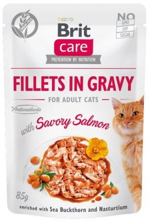 BRIT Care Fillets in Gravy lososové filety v omáčce - vlhké krmivo pro kočky - 85 g
