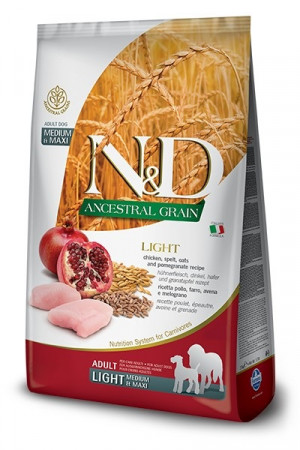 FARMINA N&D Ancestral Grain Chicken & Pomegranate Light Medium & Maxi – suché krmivo pro psy – 12 kg