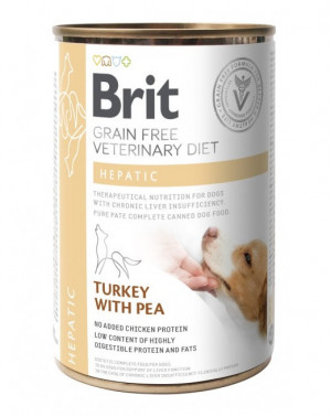 BRIT Grain Free Veterinary Diet Hepatic Turkey&Pea - Mokré krmivo pro psy - 400 g