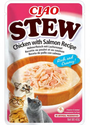INABA Ciao Stew Chicken & Salmon - pamlsek pro kočky - 40g
