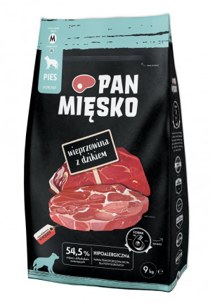 PAN MIĘSKO Pork with wild boar M - suché krmivo pro psy - 9kg