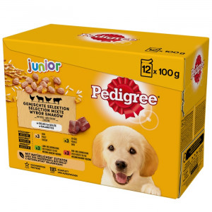 PEDIGREE Junior Selection Mix - Mokré krmivo pro psy - 12x100 g