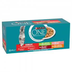 PURINA One Sterilcat Beef, salmon, chicken, turkey - mokré krmivo pro kočky - 40x85g