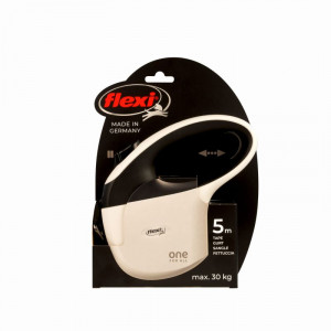 FLEXI One for All S bílá - černá - automatické vodítko pro psy do 30 kg - 5 m