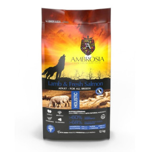 AMBROSIA Lamb and Fresh Salmon - suché krmivo pro psy - 12kg
