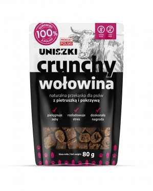 UNISZKI Crunchy Hovězí s petrželí a kopřivou - pochoutka pro psa - 80g