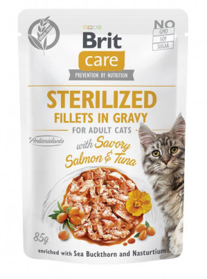 BRIT Care Cat Sterilized Salmon&Tuna Pouch - mokré krmivo pro kočky - 85 g