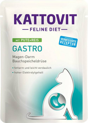 KATTOVIT Feline Diet Gastro Turkey with rice - mokré krmivo pro kočky - 85g