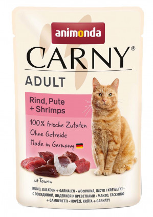 ANIMONDA Carny Adult Beef, turkey and shrimps - mokré krmivo pro kočky - 85g