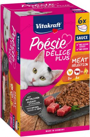 VITAKRAFT POESIE DELICE PLUS Kuřecí a hovězí - mokré krmivo pro kočky - 6x85g