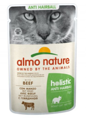 ALMO NATURE Hairball - mokré krmivo pro dospělé kočky - hovězí maso - 70g