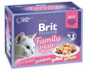BRIT Premium Family Plate Filety v želé mix příchutí - mokré krmivo pro kočky - 12x85g