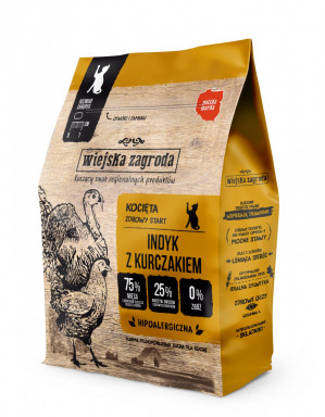 WIEJSKA ZAGRODA Kitten Turkey with chicken - suché krmivo pro kočky - 400g