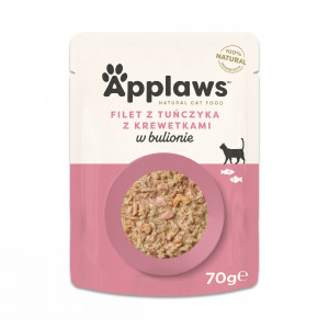 APPLAWS Tuna Fillet with prawn in broth - mokré krmivo pro kočky - 70g