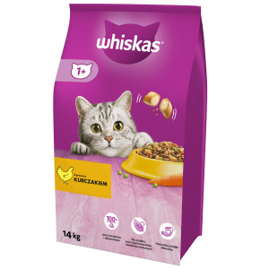 WHISKAS Adult s kuřecím masem - suché, kompletní krmivo pro dospělé kočky - 14 kg