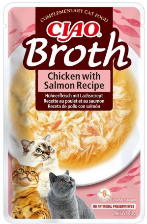 INABA Ciao Broth Chicken & Salmon - pamlsek pro kočky - 40g