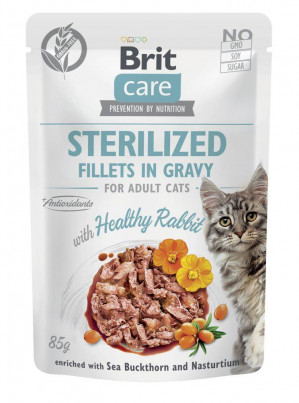 BRIT Care Cat Sterilized Rabbit Pouch - mokré krmivo pro kočky - 85 g