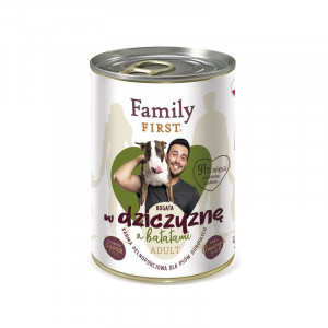 FAMILY FIRST Adult Venison with sweet potatoes - Mokré krmivo pro psy - 400 g