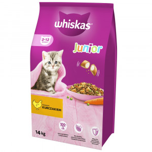WHISKAS Junior with chicken - suché krmivo pro kočky - 14kg