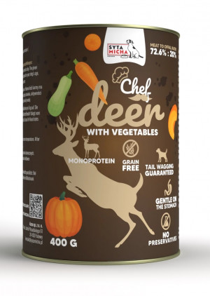 SYTA MICHA Chef Deer with vegetables - mokré krmivo pro psy - 400g