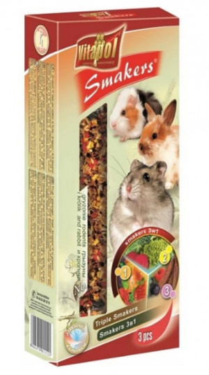 Vitapol Mix baňky (ořechy-ovoce-ovoce-popcorn) pro hlodavce - 3 ks. - 135 g