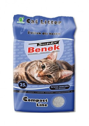 SUPER BENEK COMPACT Kočičí stelivo Bentonitová drť Mořský vánek 25 l