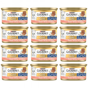 PURINA Gourmet Gold Mousse with salmon - mokré krmivo pro kočky - 12x85g